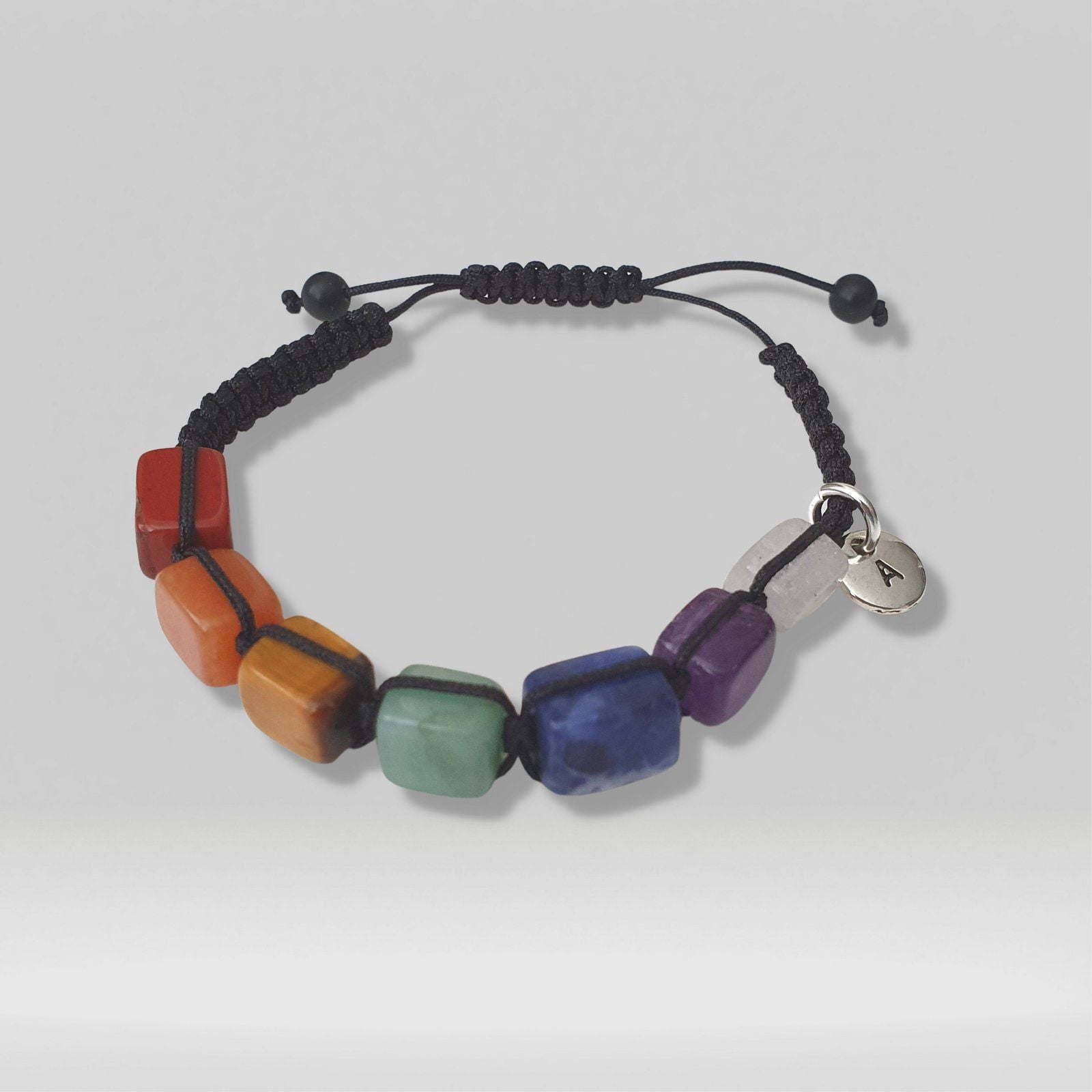 Chakra Edge Square Stone Bead Pull Bracelet