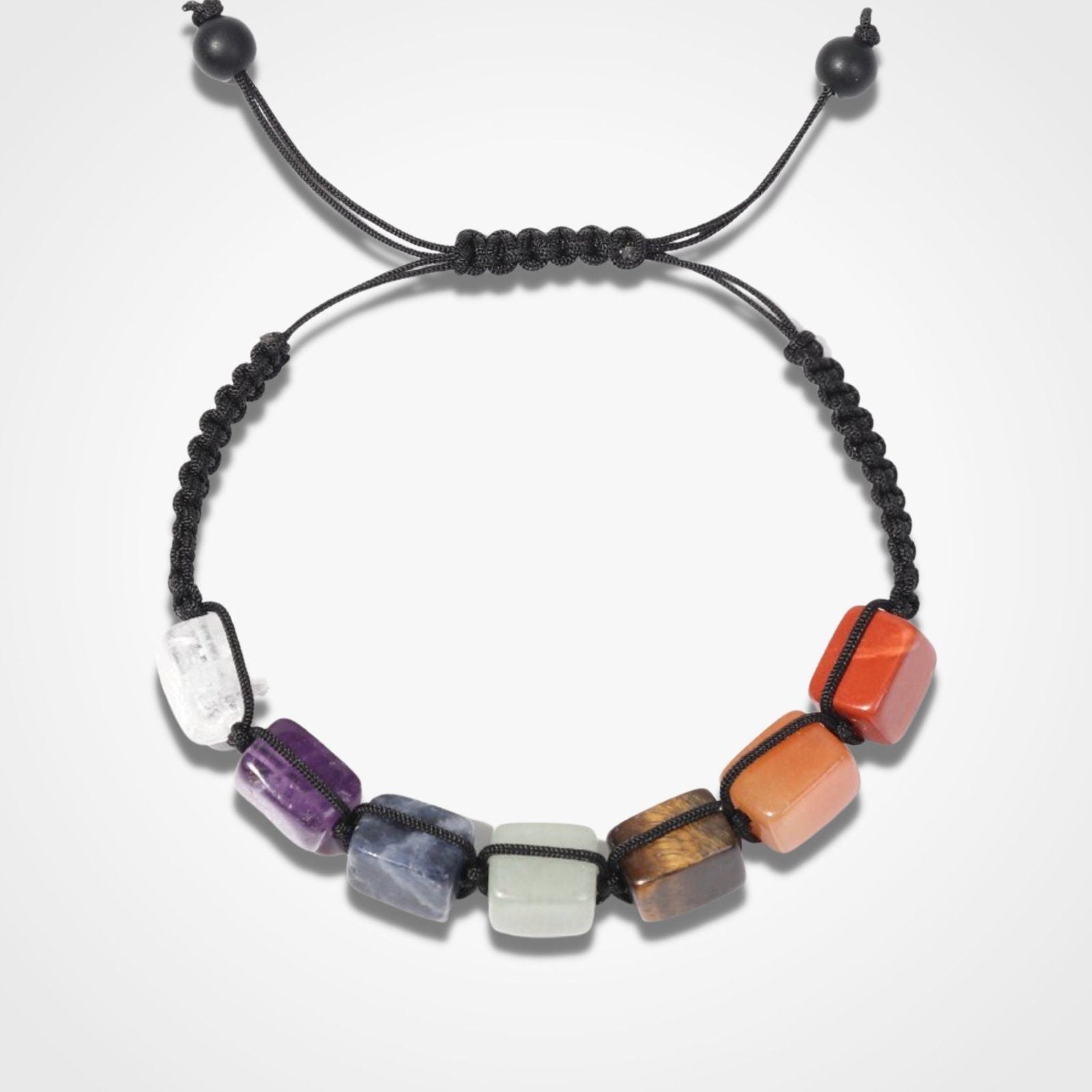 Chakra Edge Square Stone Bead Pull Bracelet