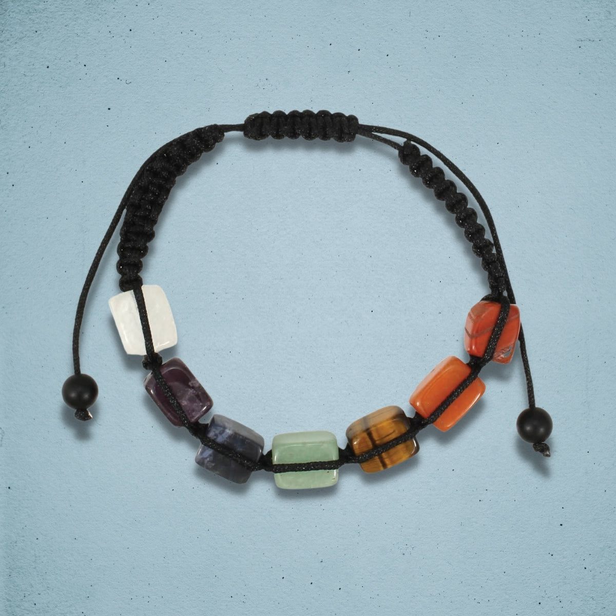 Chakra Edge Square Stone Bead Pull Bracelet