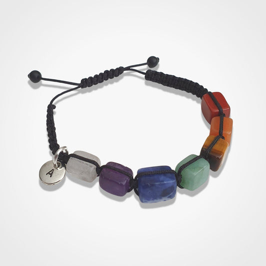 Chakra Edge Square Stone Bead Pull Bracelet