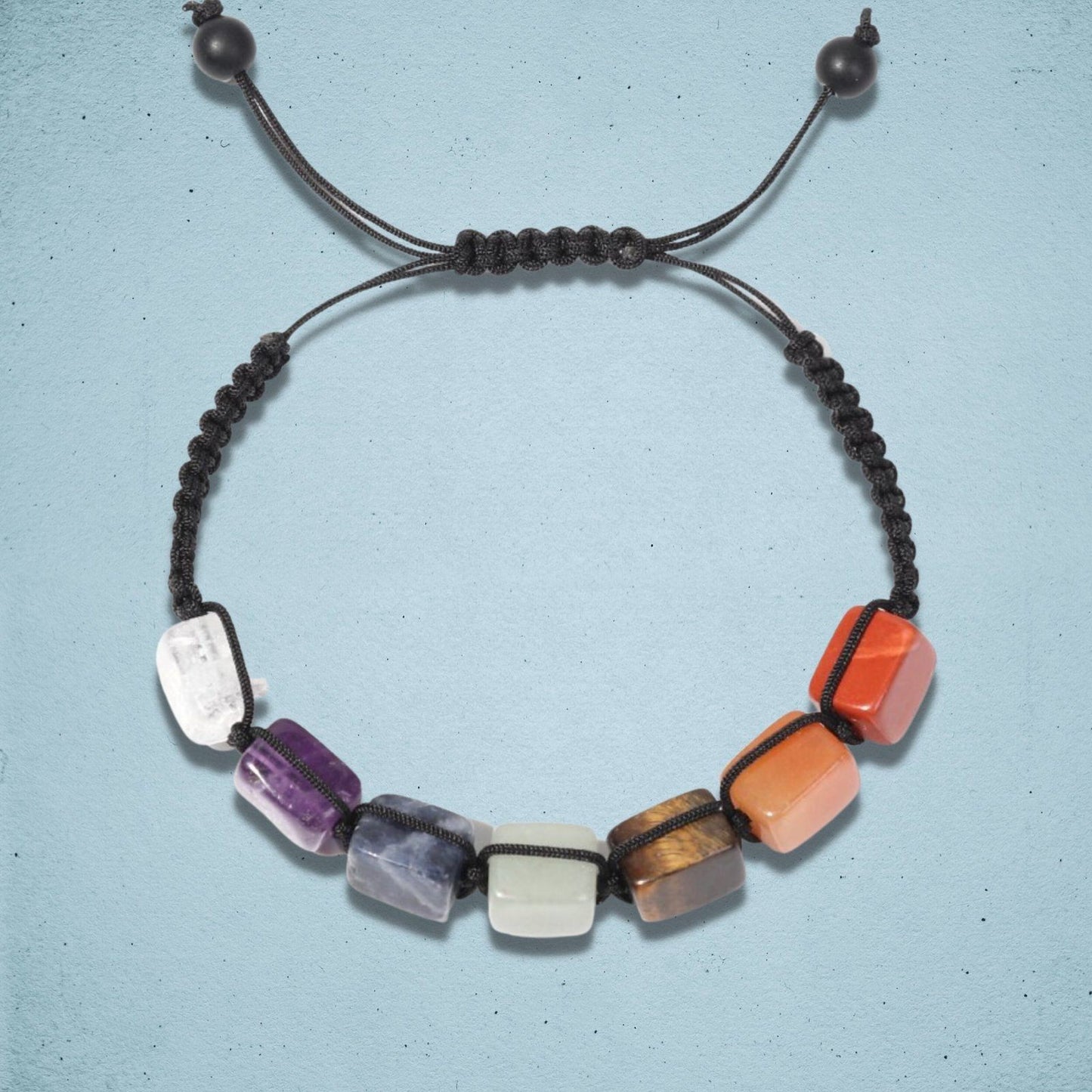 Chakra Edge Square Stone Bead Pull Bracelet