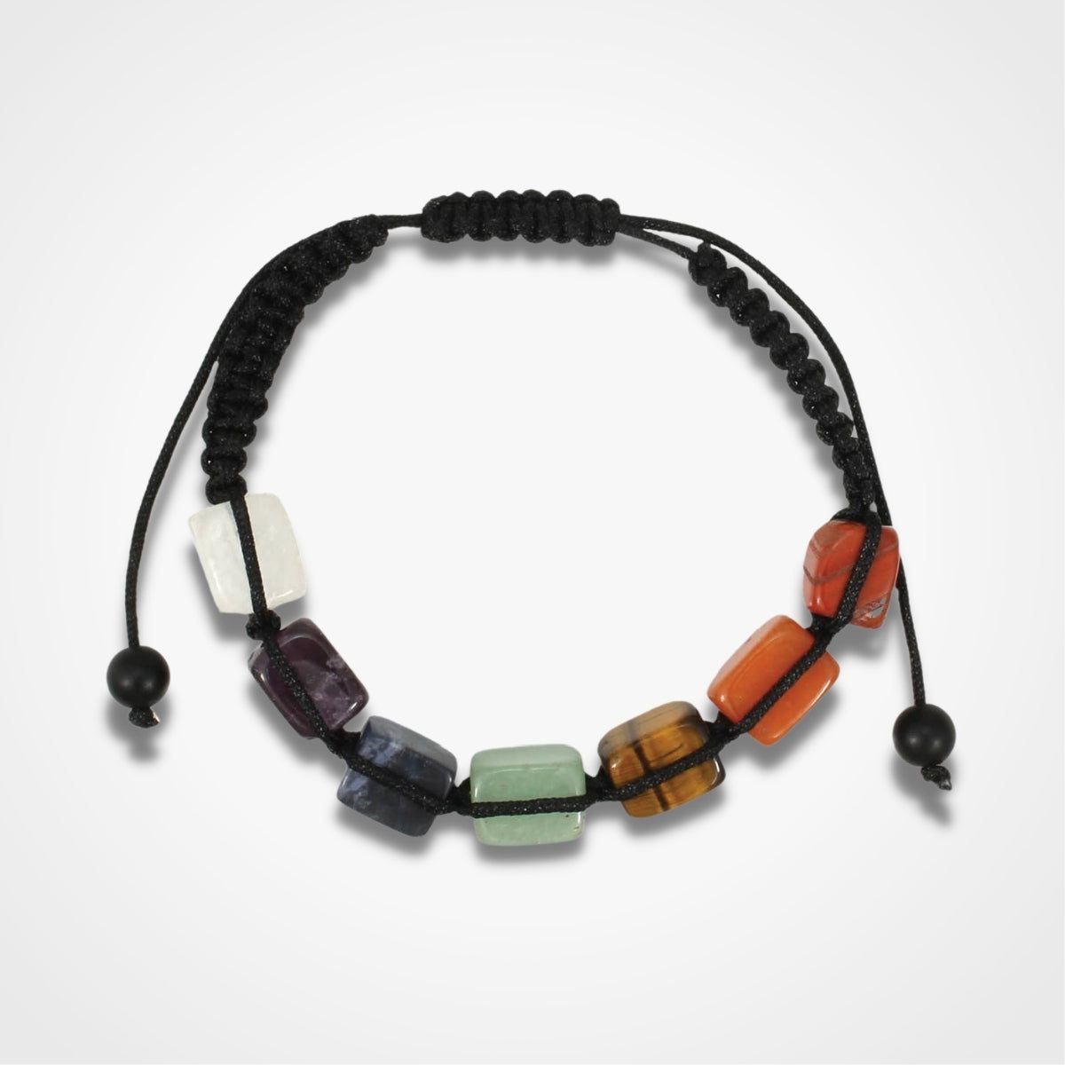 Chakra Edge Square Stone Bead Pull Bracelet