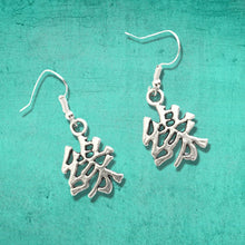 Load image into Gallery viewer, Chinese Calligraphy Earrings Silver
