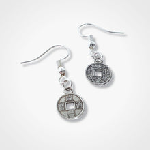 Load image into Gallery viewer, Chinese Coin Earrings Silver

