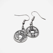 Load image into Gallery viewer, Chinese Coin Earrings Silver

