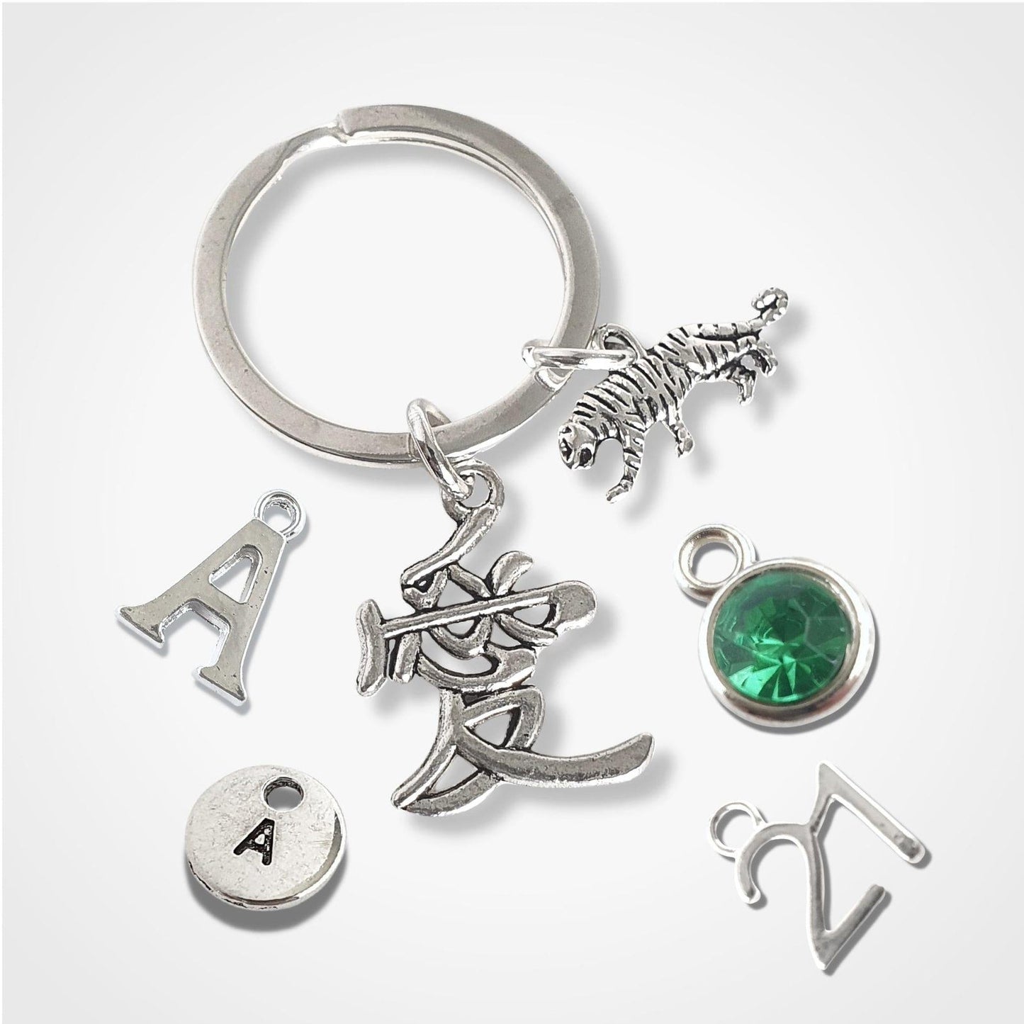 Chinese Zodiac Tiger Keyring Silver
