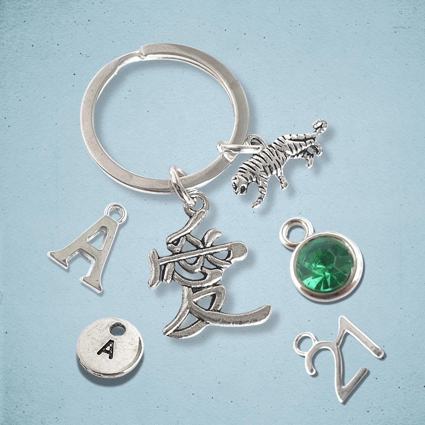 Chinese Zodiac Tiger Keyring Silver