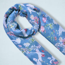 Load image into Gallery viewer, Chinoiserie Swan Scarf Blue
