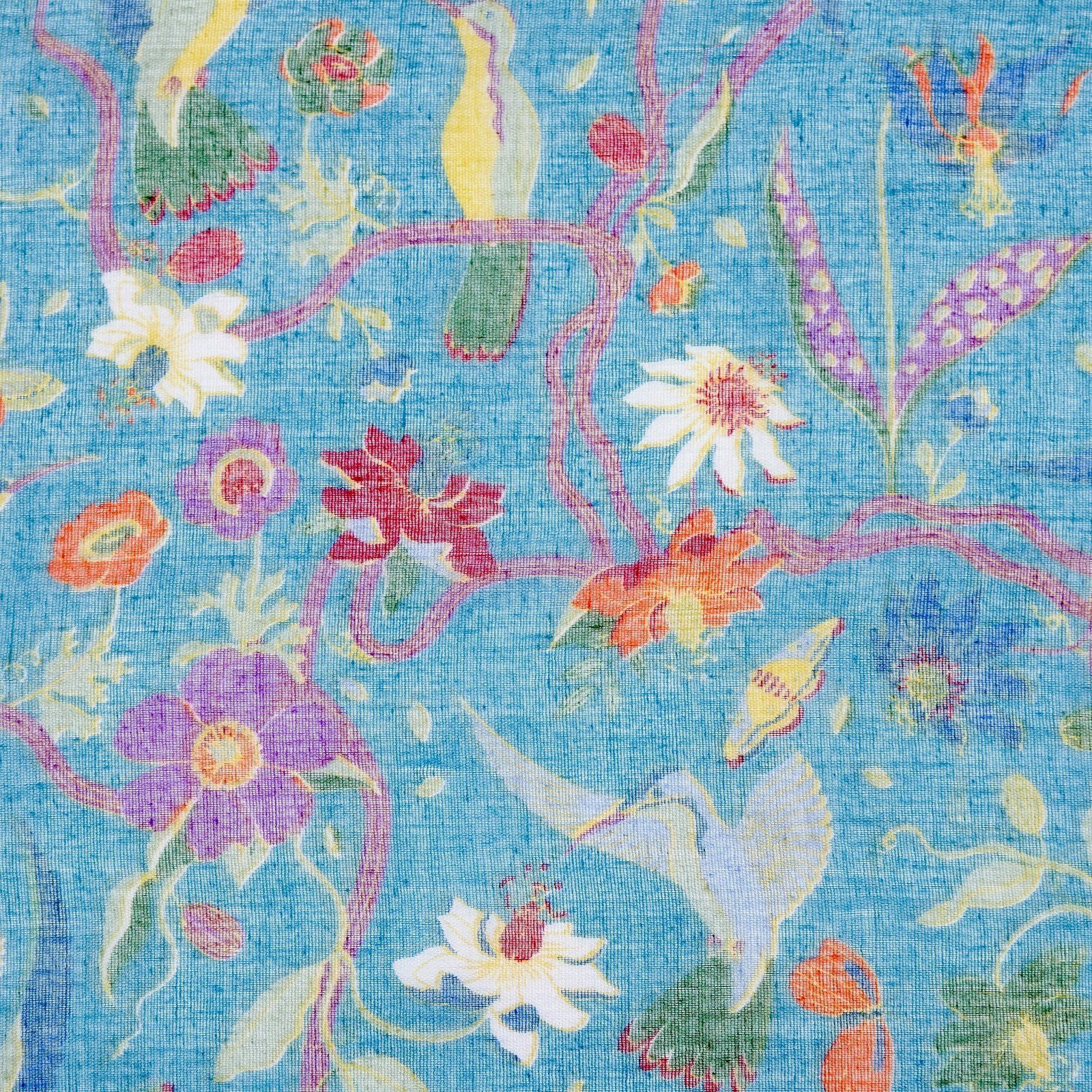 Chintz Bird Print Floral Scarf Blue