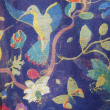 Load image into Gallery viewer, Chintz Bird Print Floral Scarf Dark Blue

