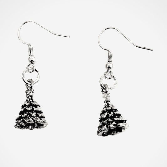 Christmas Tree Earrings Silver
