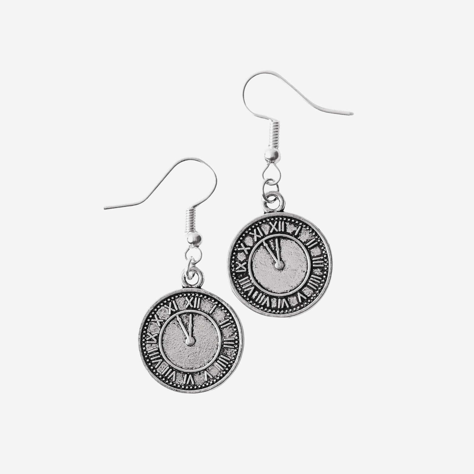 Clock Earrings Silver