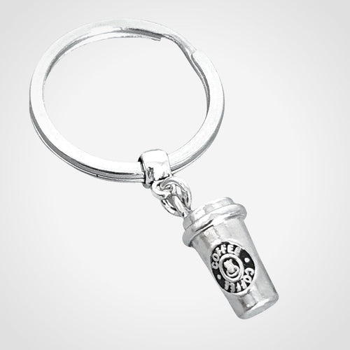 Coffee Cup Keyring Silver
