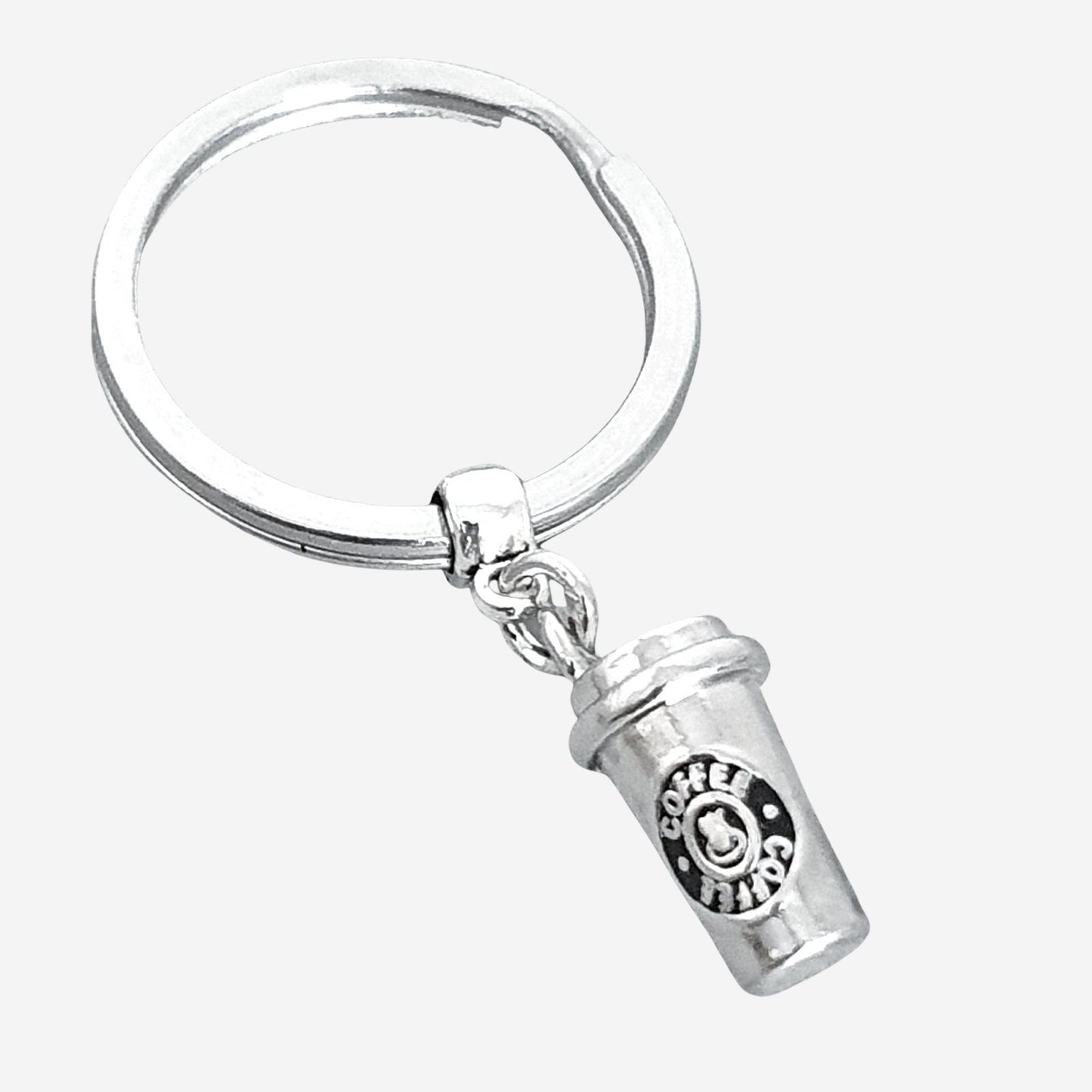 Coffee Cup Keyring Silver