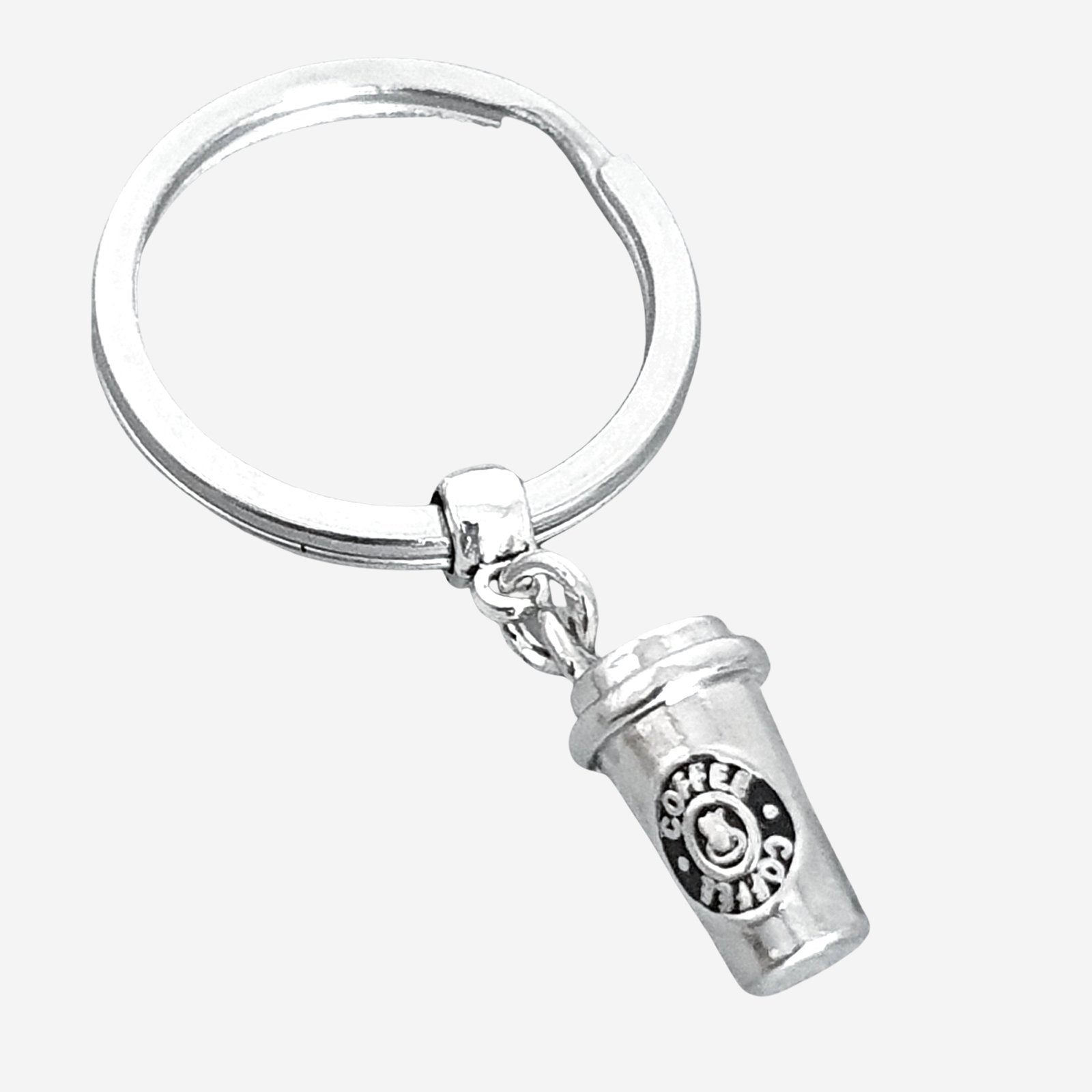 Coffee Cup Keyring Silver