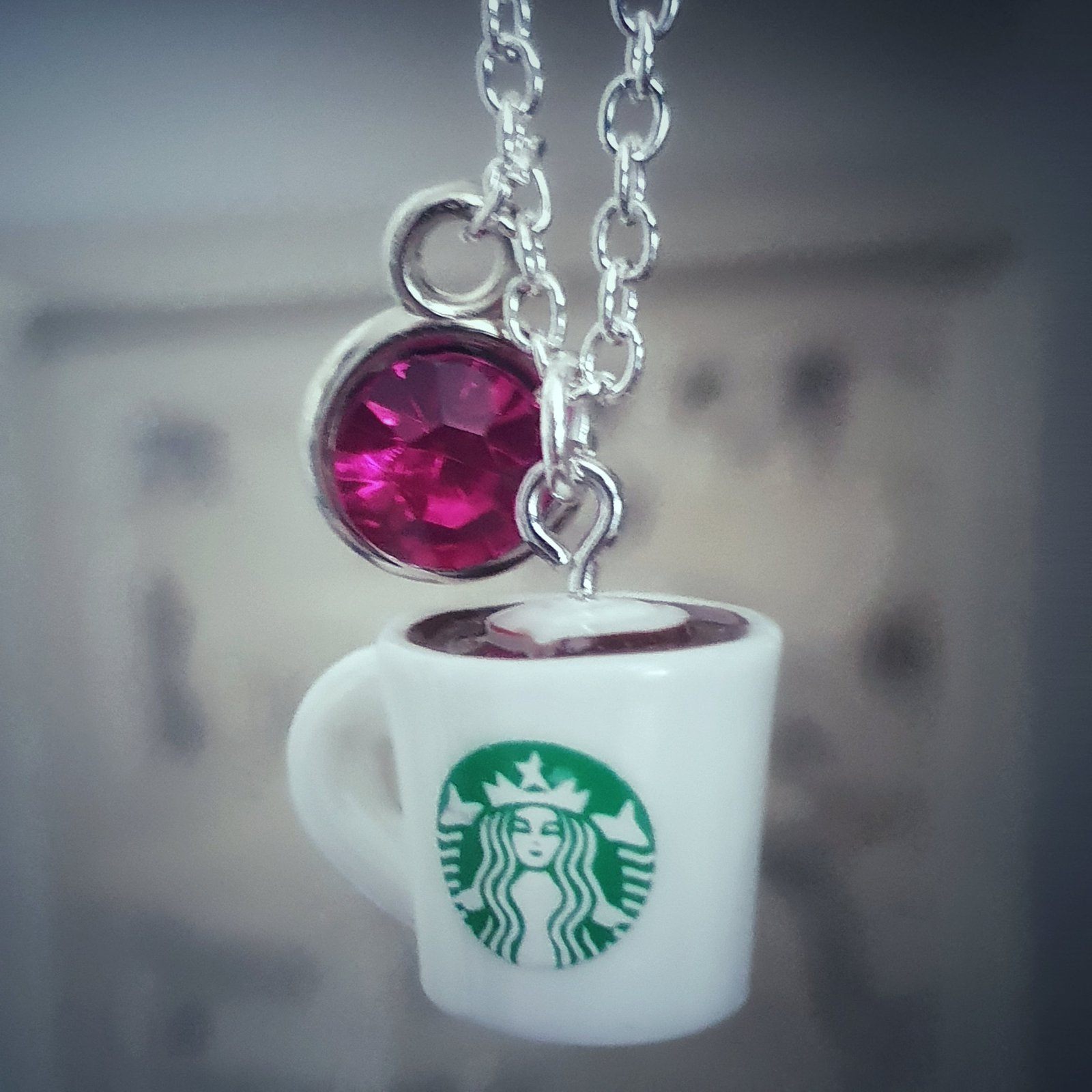 Coffee Cup Necklace Silver