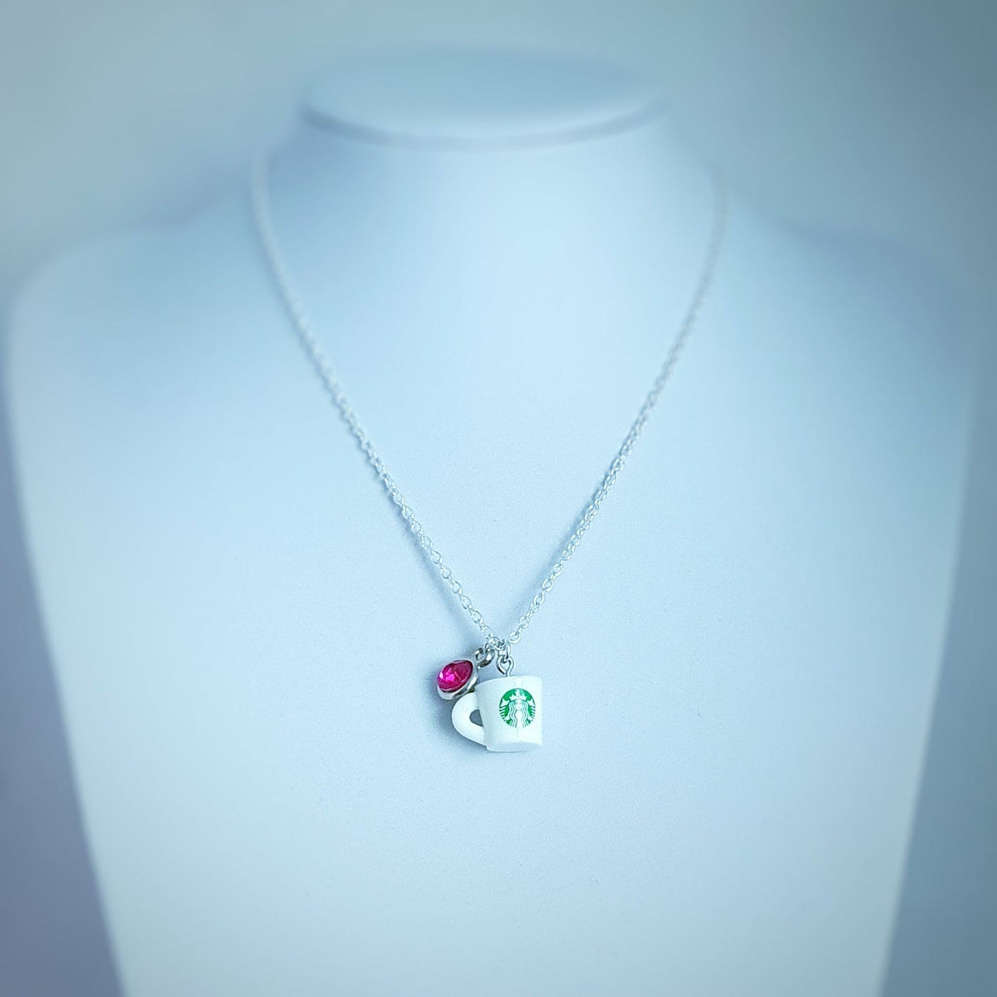 Coffee Cup Necklace Silver