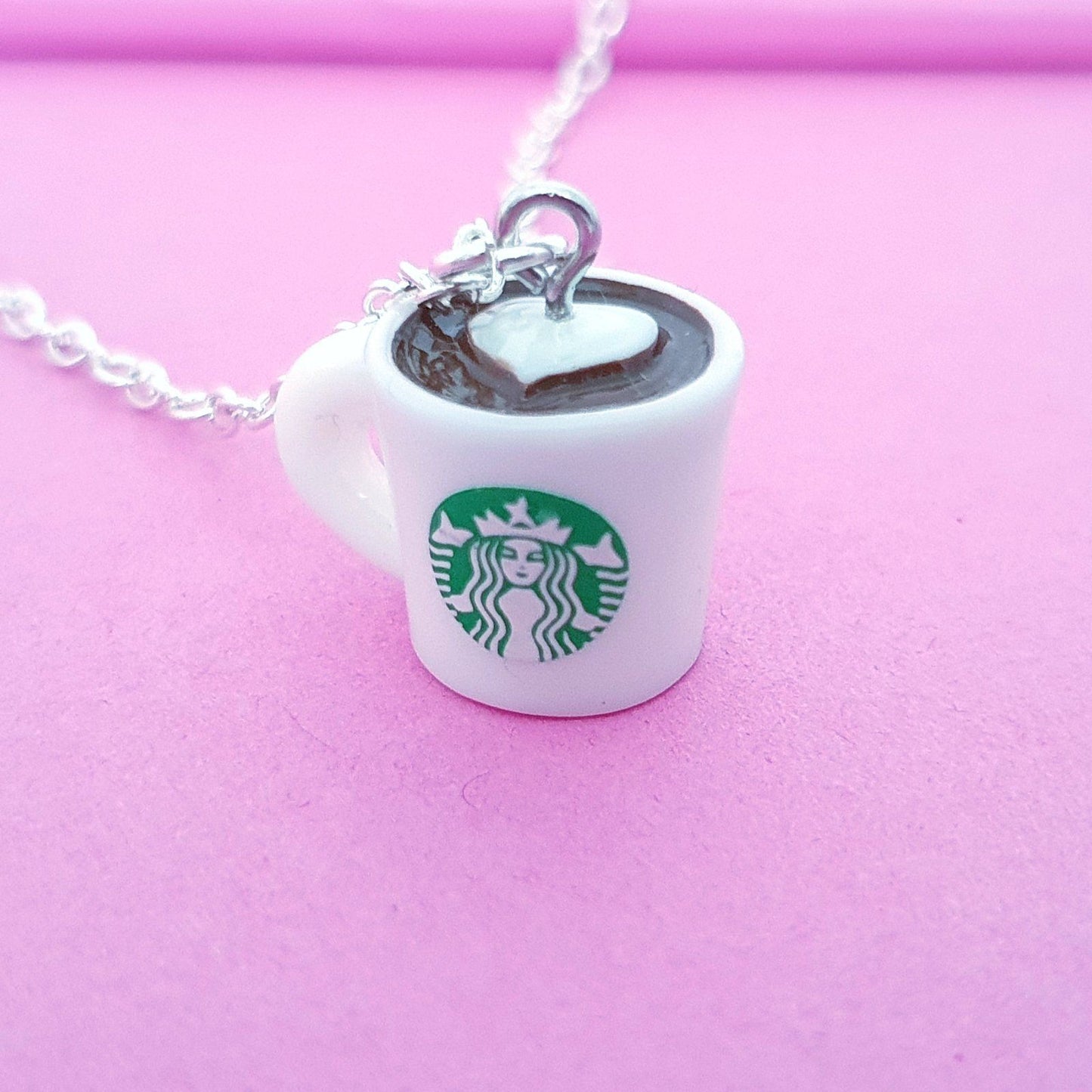 Coffee Cup Necklace Silver