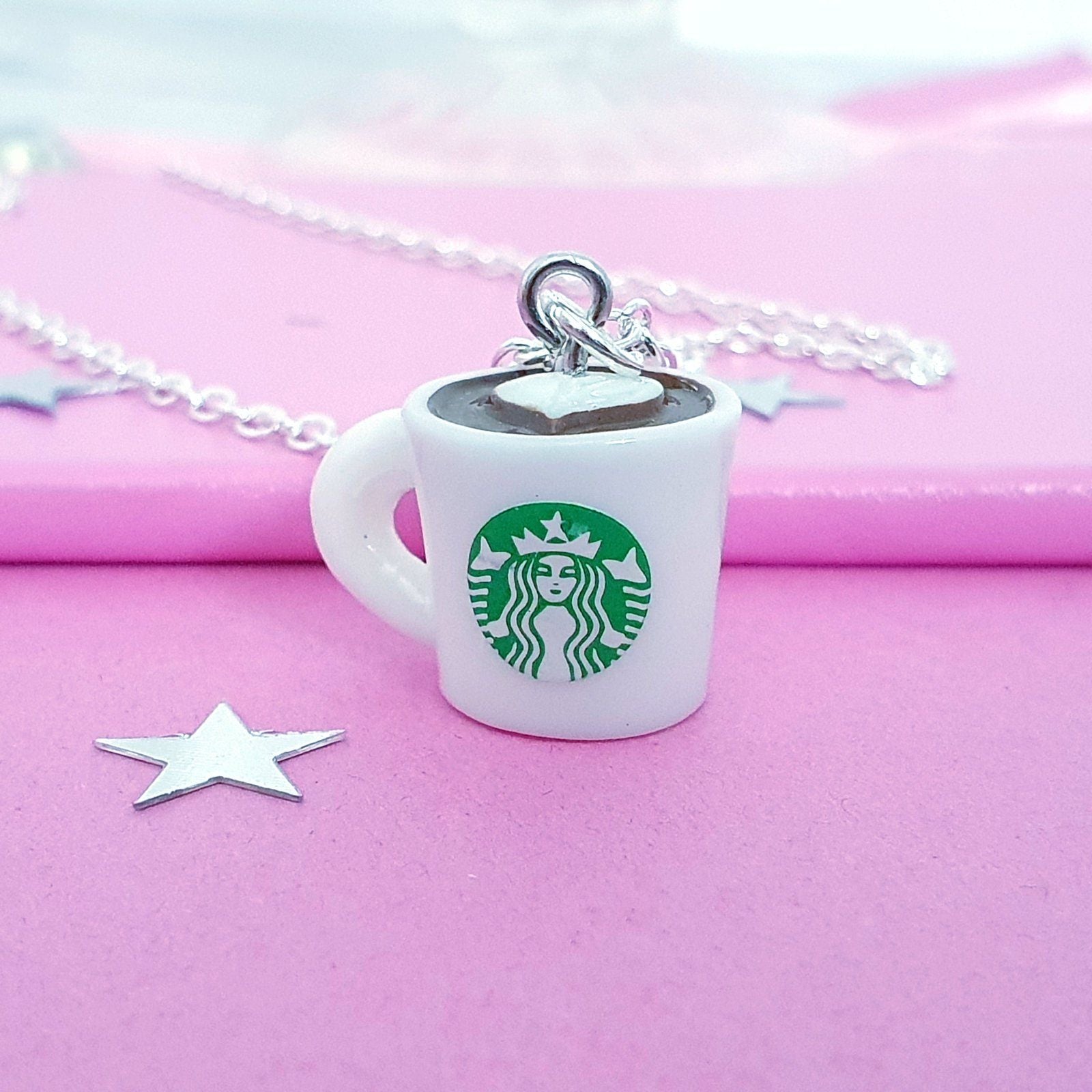 Coffee Cup Necklace Silver