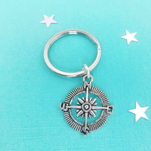 Load image into Gallery viewer, Compass Keyring Silver
