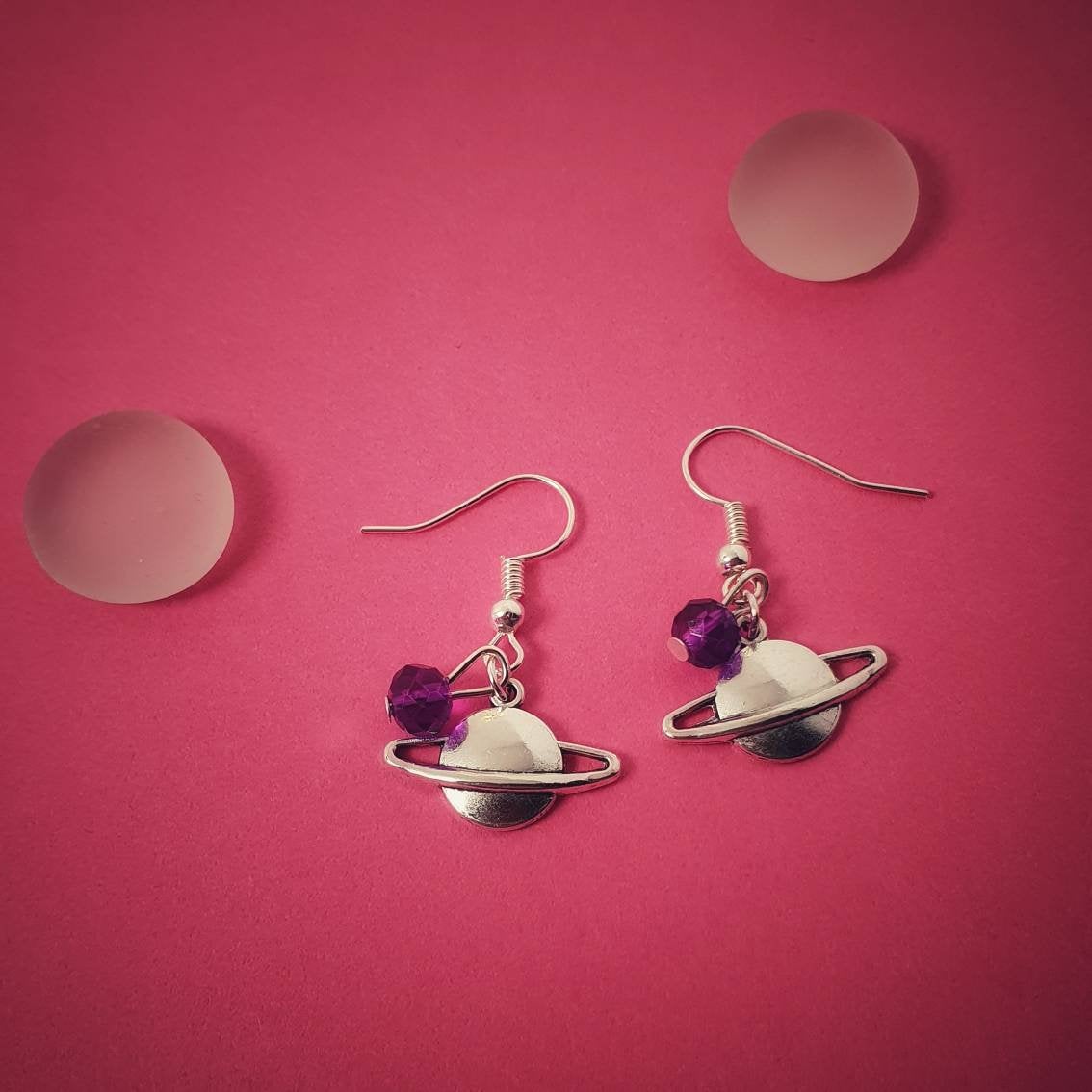 Cosmic Saturn Earrings Silver