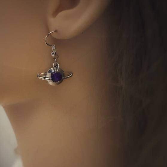Cosmic Saturn Earrings Silver