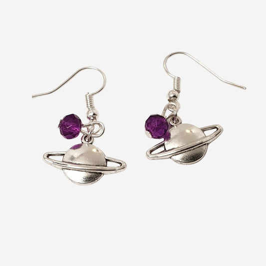 Cosmic Saturn Earrings Silver