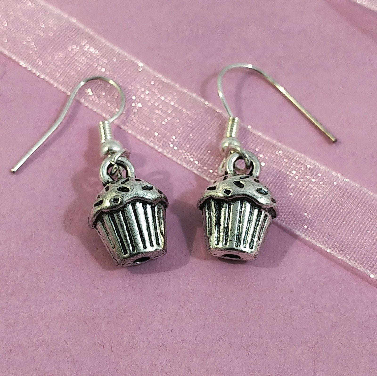 Cupcake Earrings Silver