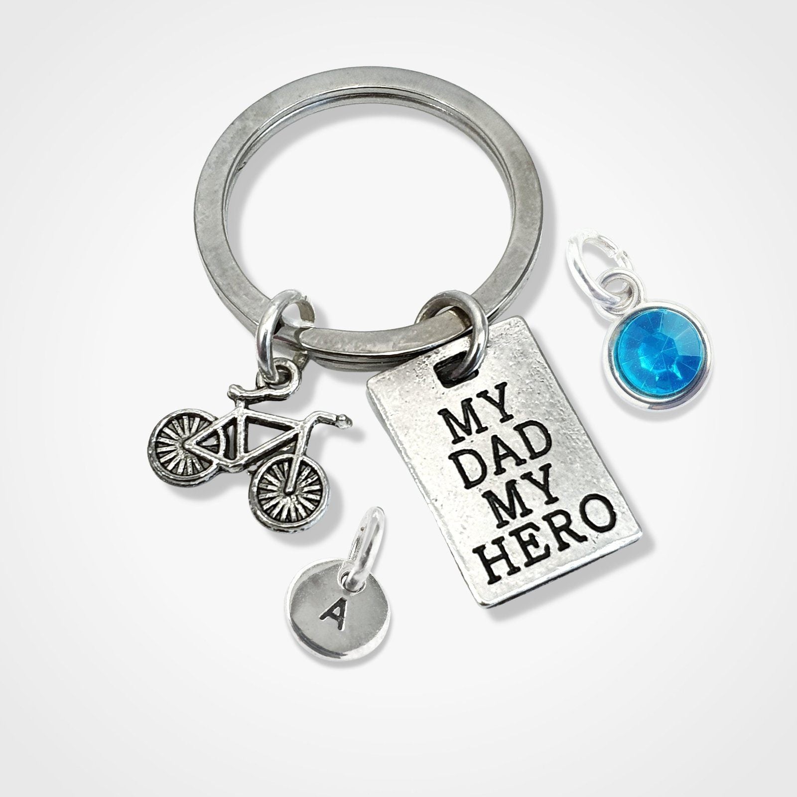 Dad Hero Bicycle Keyring Silver