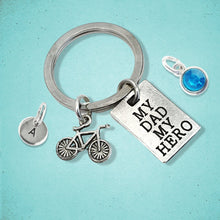 Load image into Gallery viewer, Dad Hero Bicycle Keyring Silver
