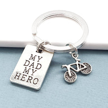 Load image into Gallery viewer, Dad Hero Bicycle Keyring Silver

