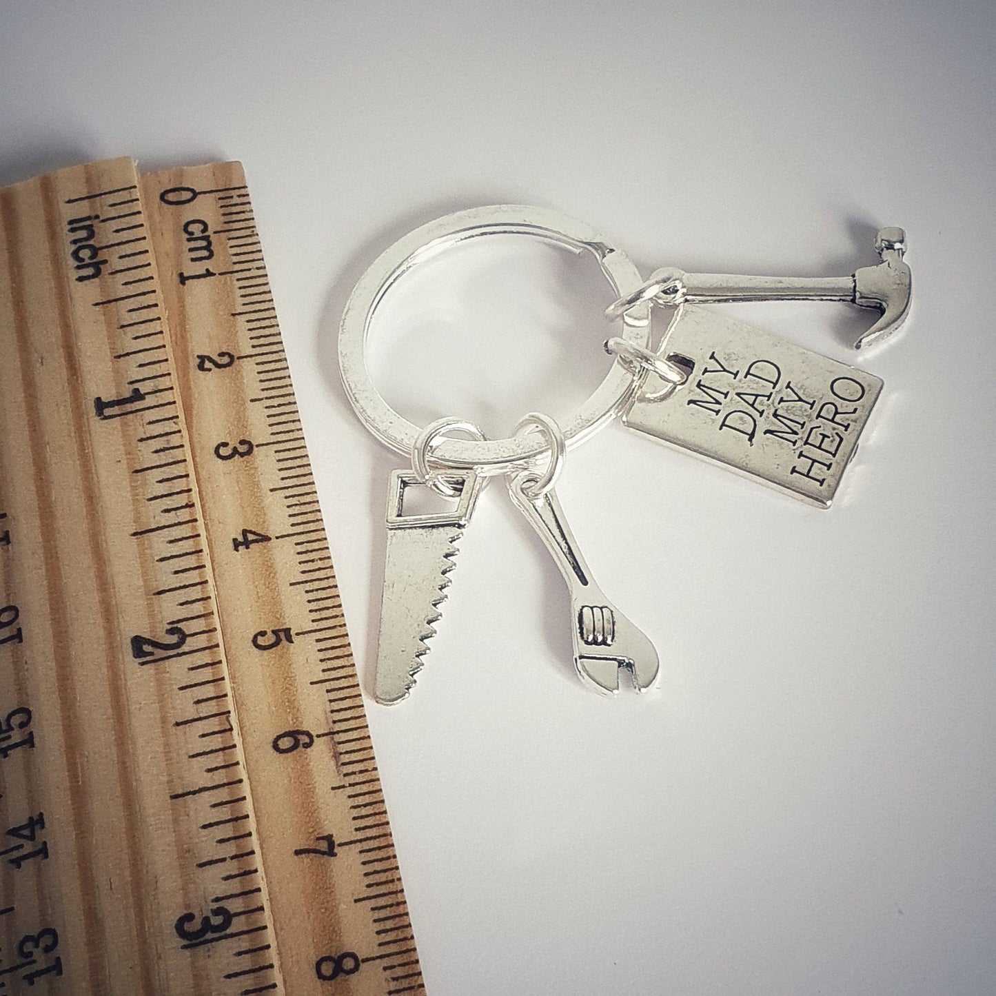 Dad Hero Tools Keyring Silver