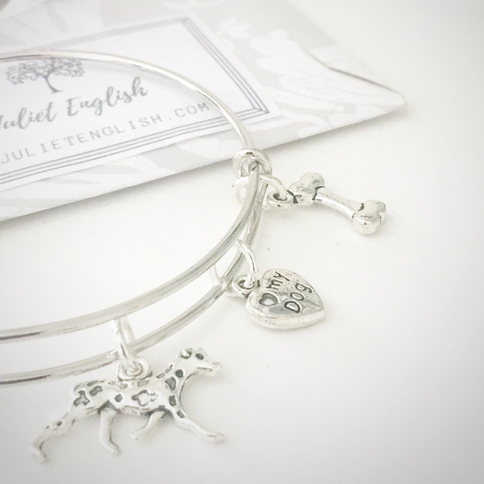 Dalmatian Dog Bangle Silver