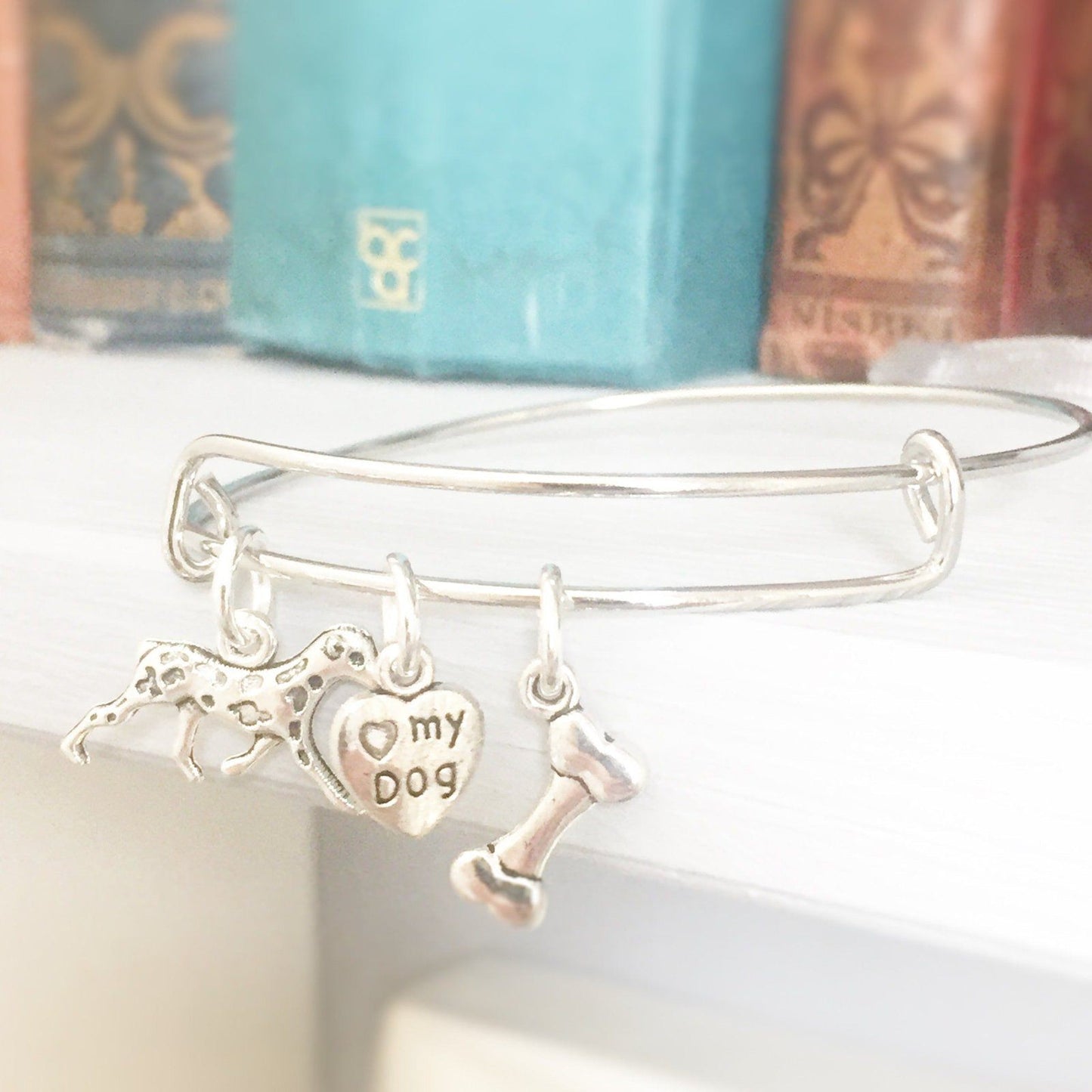 Dalmatian Dog Bangle Silver