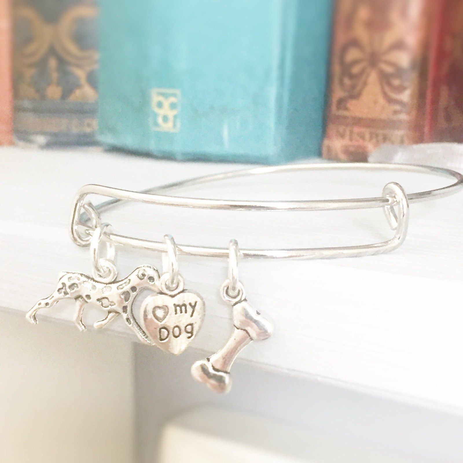 Dalmatian Dog Bangle Silver