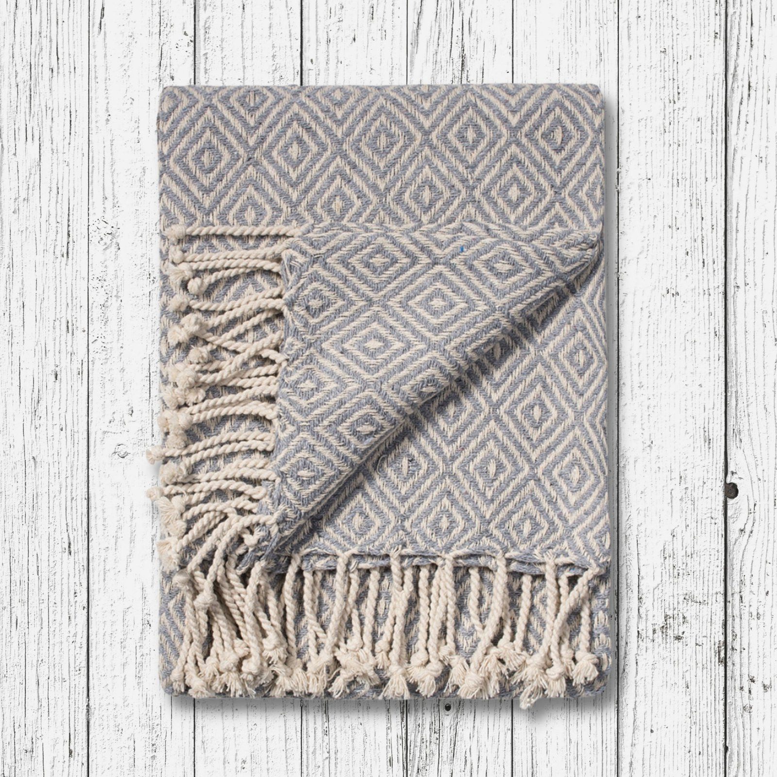 Diamond Cotton Handloom Throw Grey