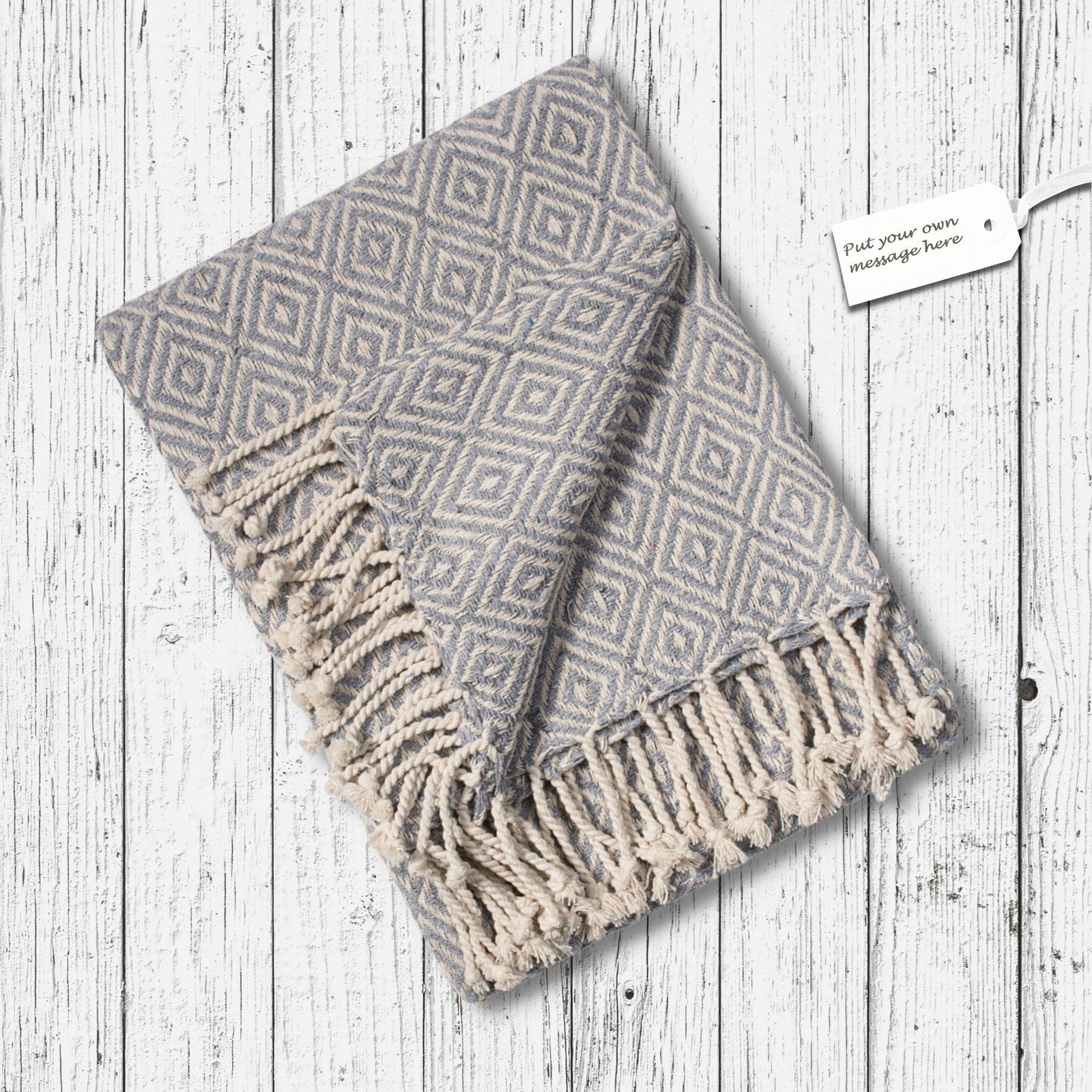 Diamond Cotton Handloom Throw Grey