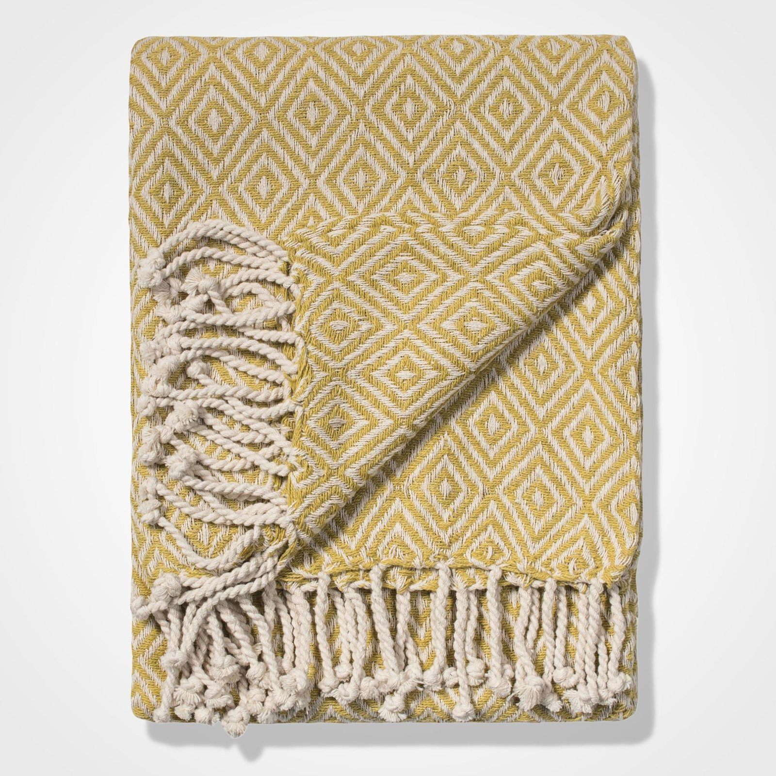 Diamond Cotton Handloom Throw Old Gold