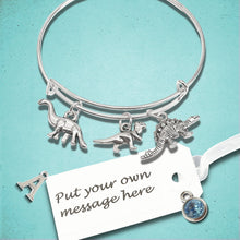 Load image into Gallery viewer, Dinosaur Charm Bangle Silver
