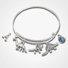 Load image into Gallery viewer, Dinosaur Charm Bangle Silver
