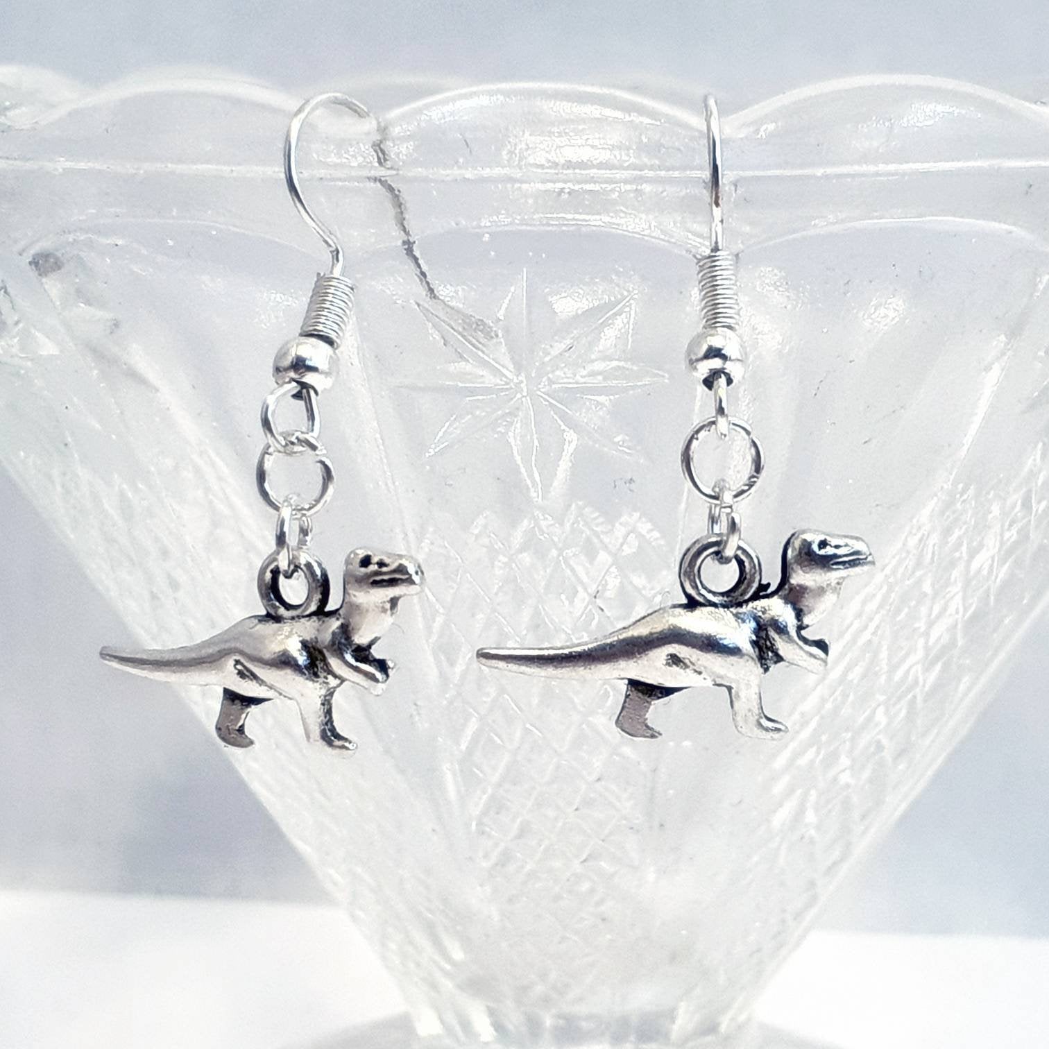 Dinosaur Rex Earrings Silver