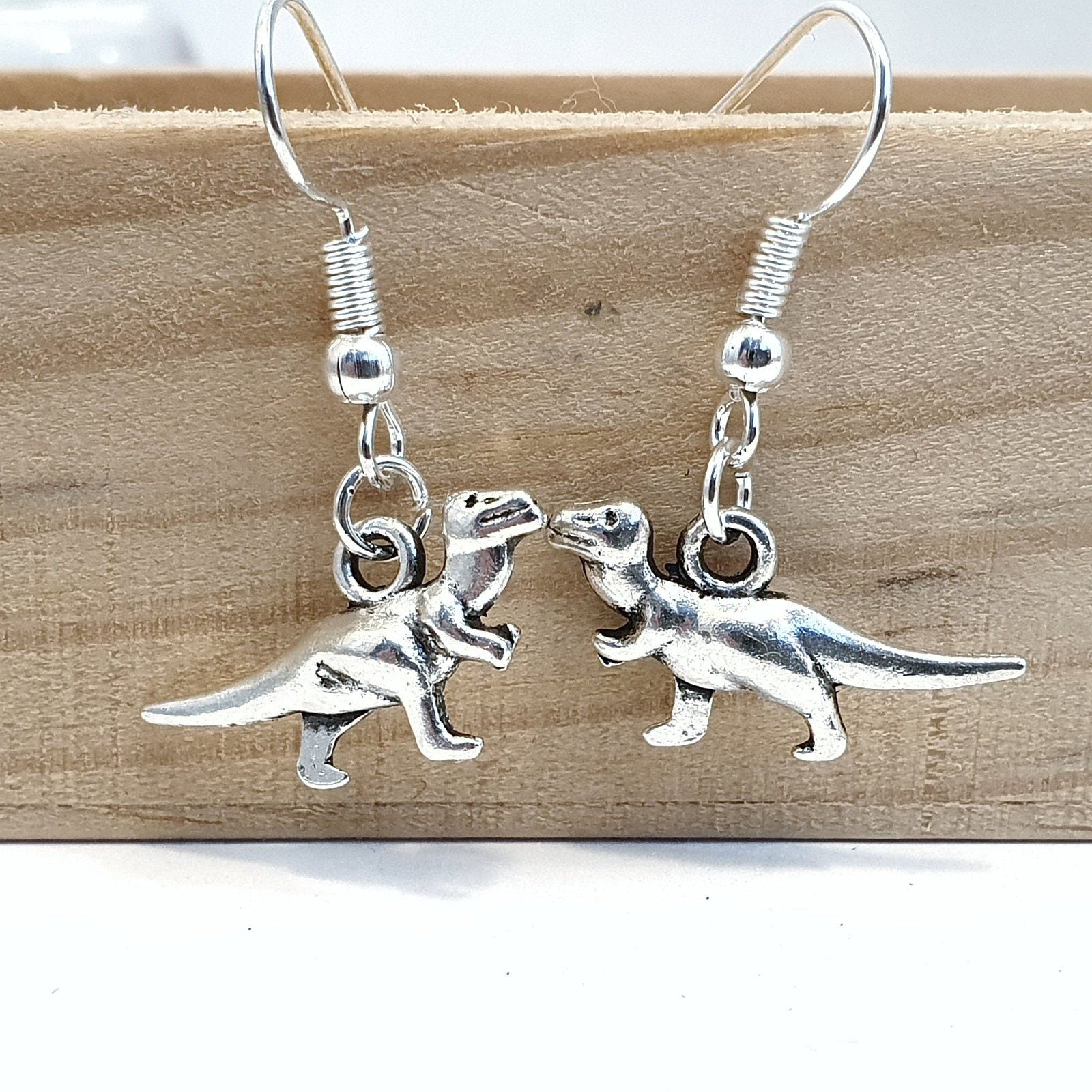 Dinosaur Rex Earrings Silver