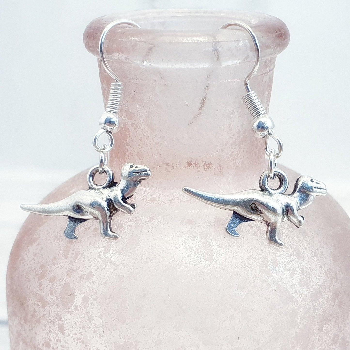 Dinosaur Rex Earrings Silver