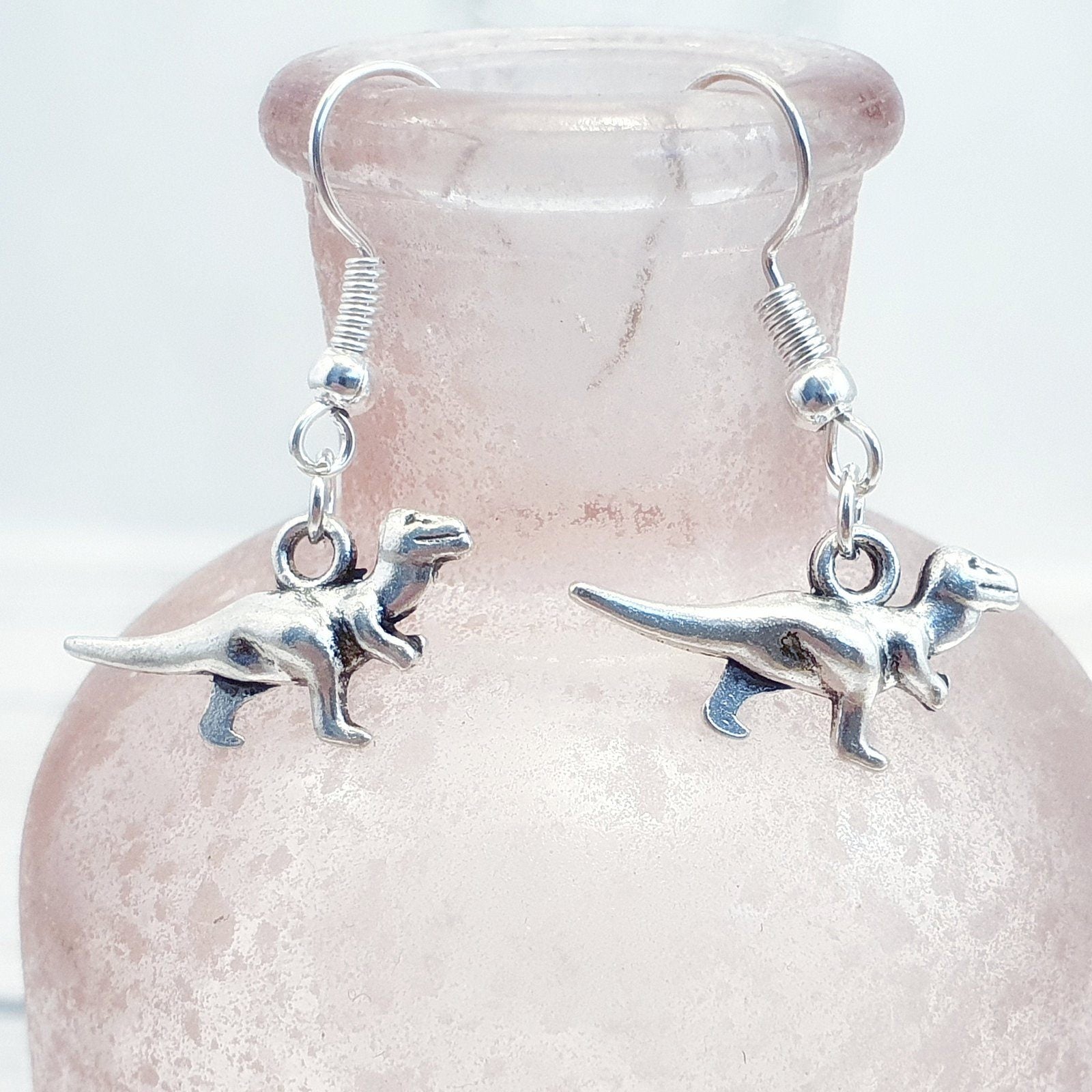 Dinosaur Rex Earrings Silver