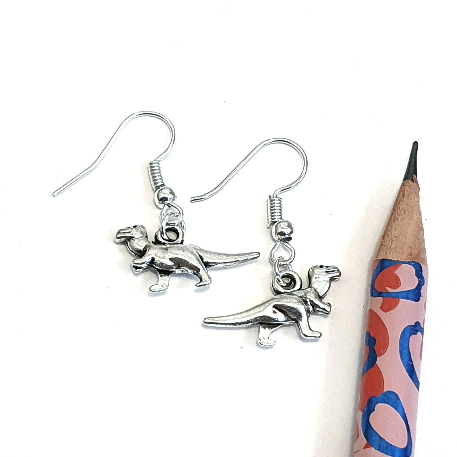 Dinosaur Rex Earrings Silver
