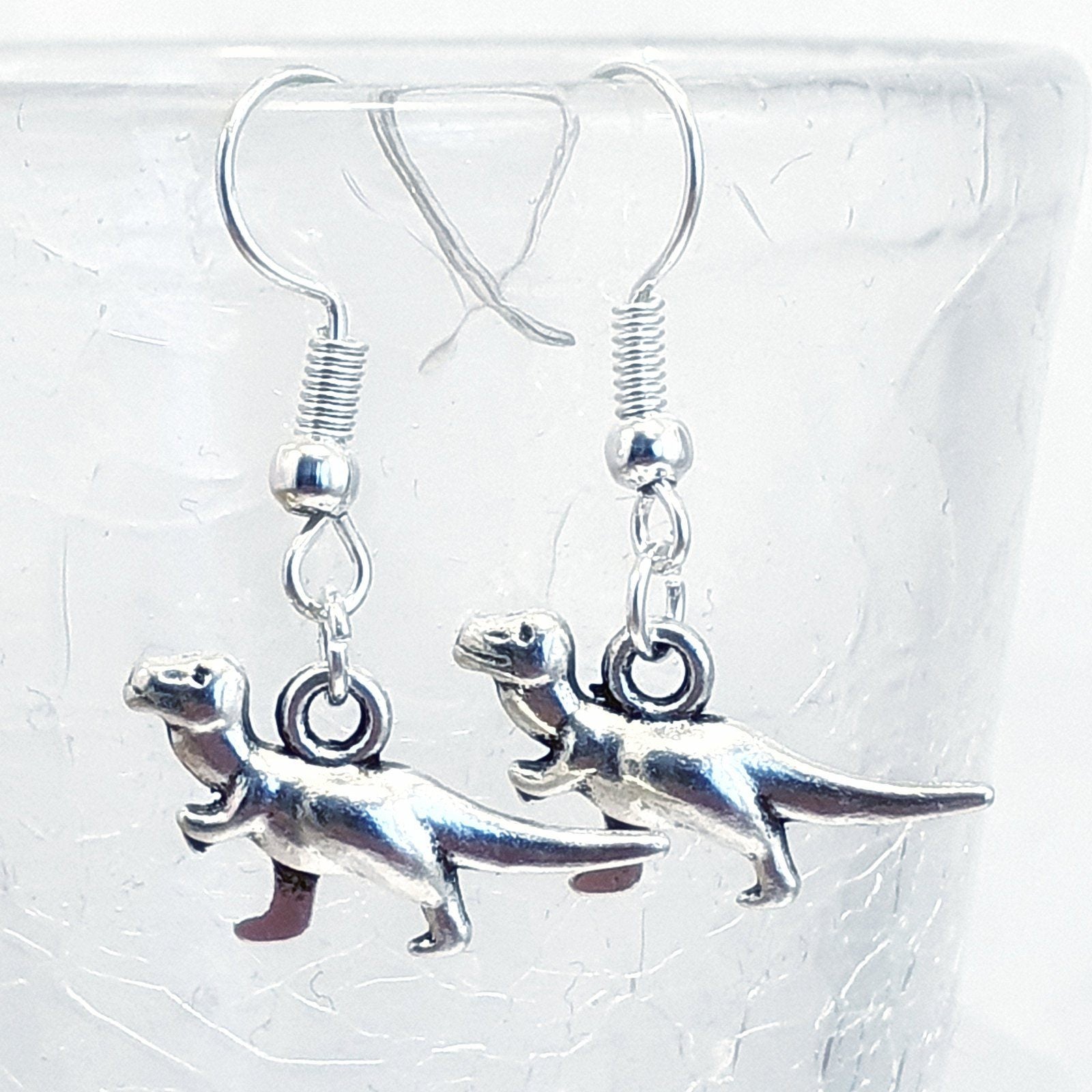 Dinosaur Rex Earrings Silver