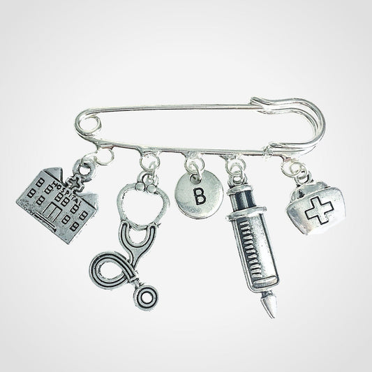Doctor Nurse Brooch Silver
