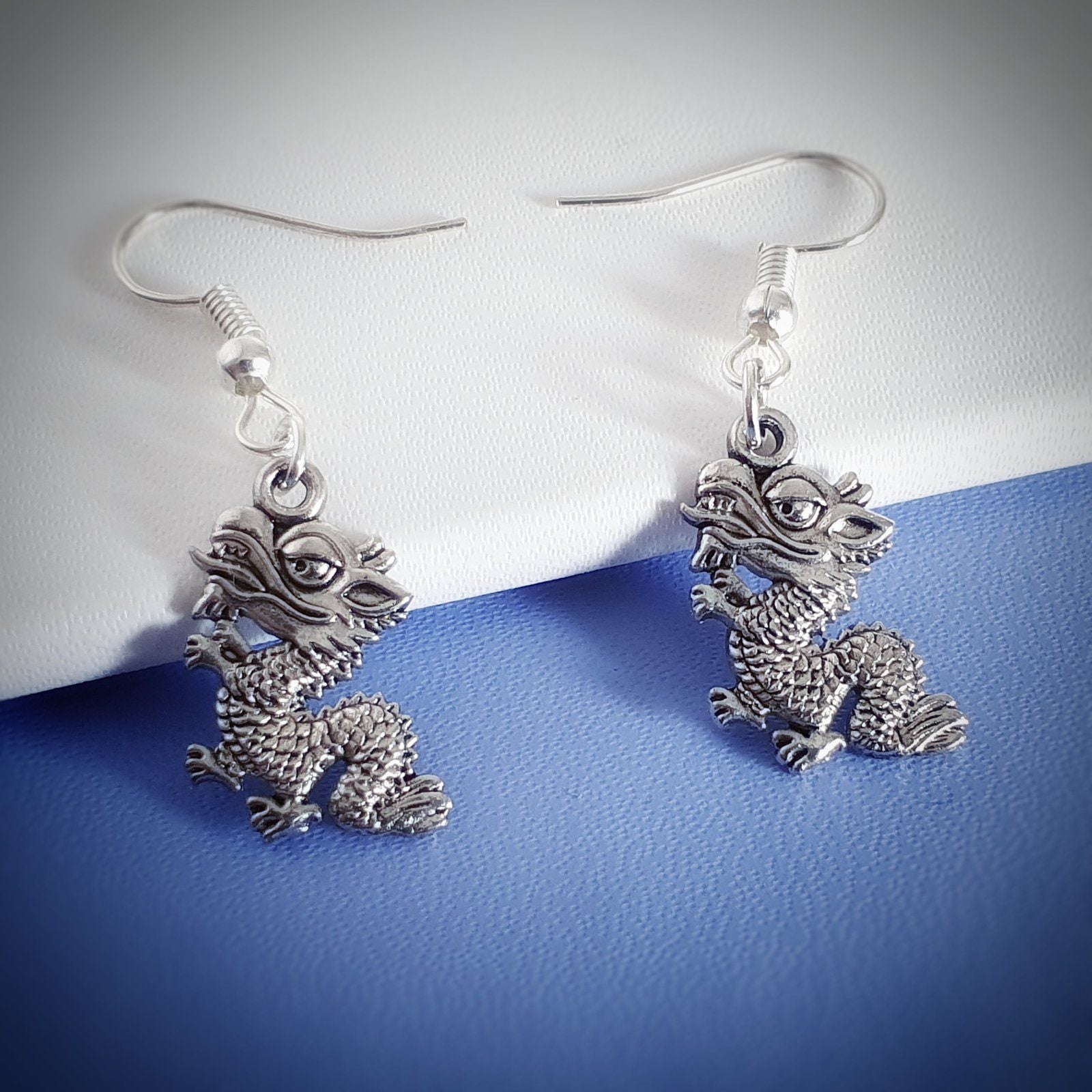 Dragon Earrings Silver