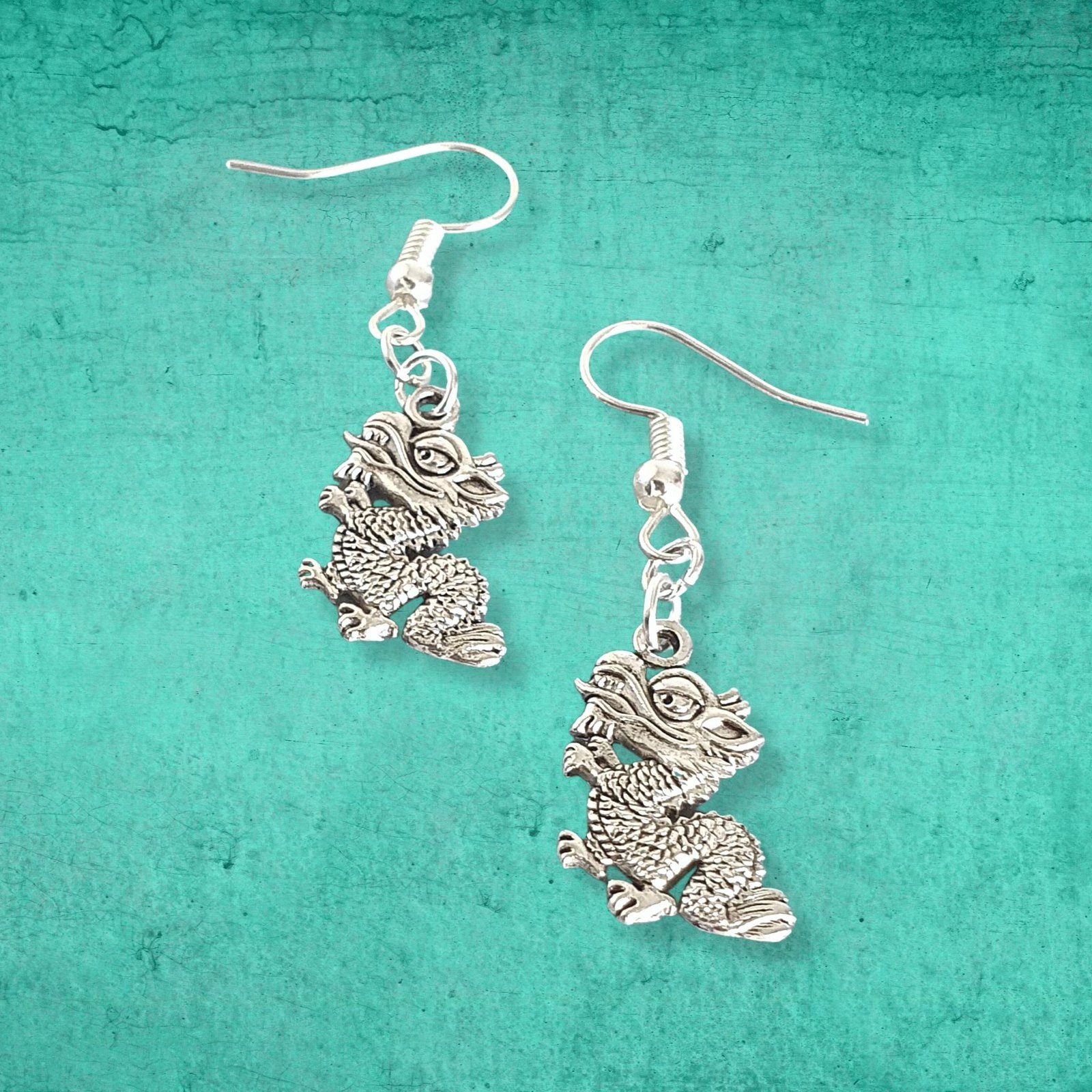 Dragon Earrings Silver