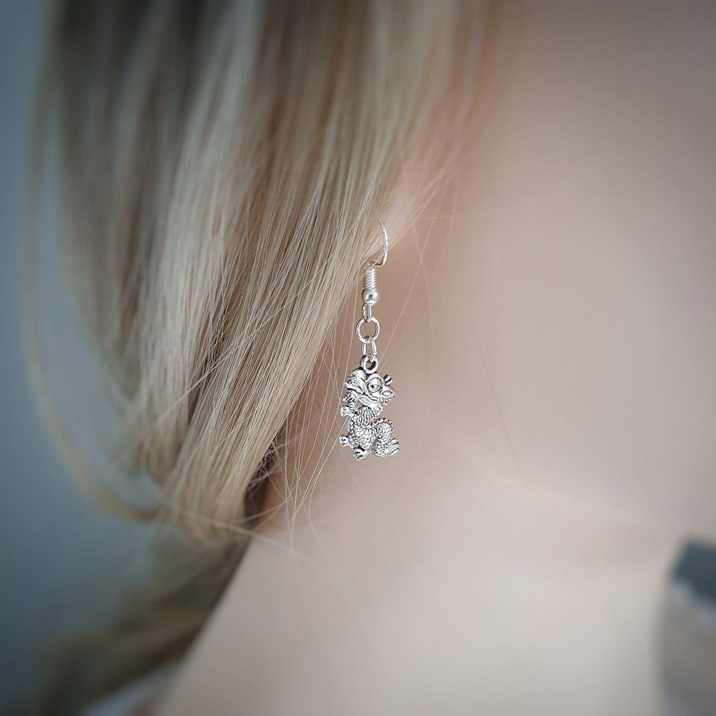 Dragon Earrings Silver